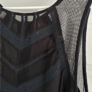 Beautiful Free People Lace Button Back Sleeveless Blouse Black/Blue Size Medium
